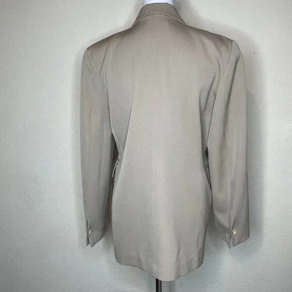 Vintage Kinu by Mitsu 100% Wool Blazer Beige Tan Zipper Detail Size Medium - Picture 4 of 11